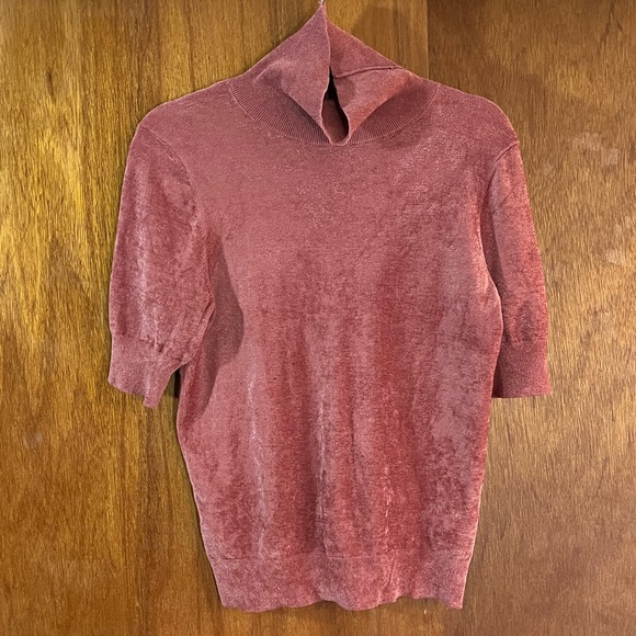 COS Sweaters - COS Chenille Short-Sleeve Turtleneck in Salmon Sz S